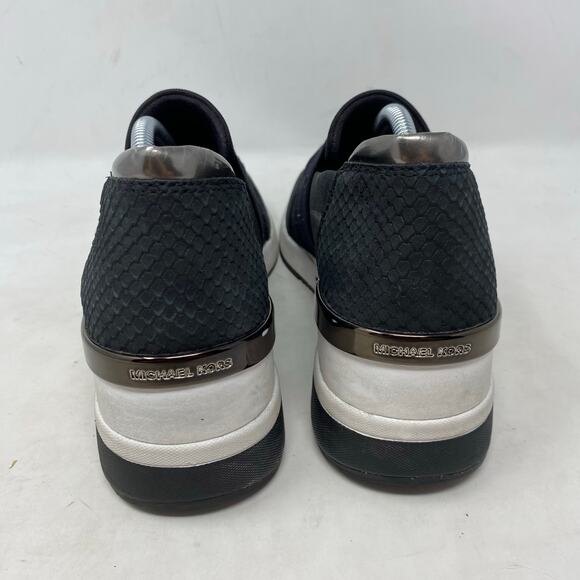 Michael Kors Felix Slip On Tainer Black White Wedge Womens Size 9 - Picture 5 of 8